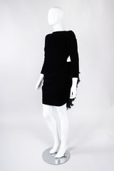 Recess Los Angeles Vintage Oscar de la Rental Velvet Raven Tail Feather Bustle Dress