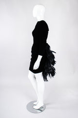 Recess Los Angeles Vintage Oscar de la Rental Velvet Raven Tail Feather Bustle Dress