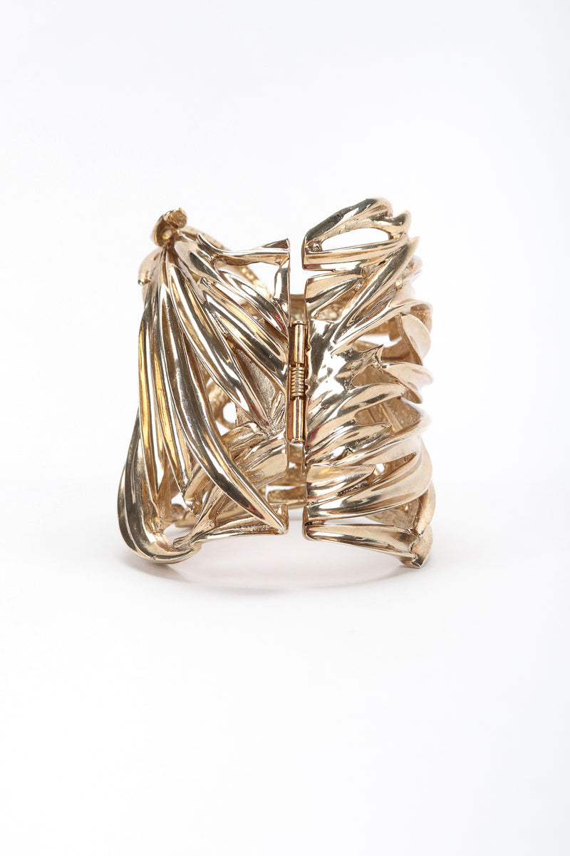 Recess Designer Consignment Vintage Oscar de la Renta Gold Majesty Palm Cuff Bracelet Los Angeles Resale