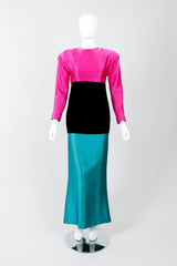 Vintage Oscar de la Renta Silk Velvet Colorblock Awards Gala Gown on Mannequin front at Recess