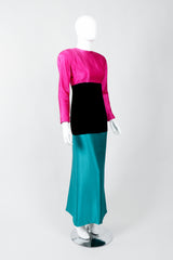 Vintage Oscar de la Renta Silk Velvet Colorblock Awards Gala Gown on Mannequin side at Recess