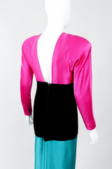 Vintage Oscar de la Renta Silk Velvet Colorblock Awards Gala Gown on Mannequin back v at Recess