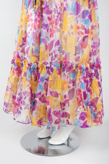Recess Los Angeles Vintage Oscar de la Renta Sheer Organza Belted Floral Peasant Dress