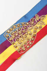 Recess Los Angeles Vintage Oscar de la Renta Sheer Organza Belted Floral Peasant Dress