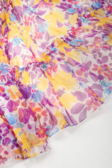 Recess Los Angeles Vintage Oscar de la Renta Sheer Organza Belted Floral Peasant Dress