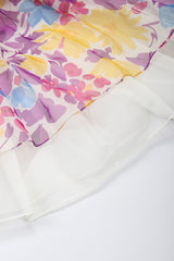 Recess Los Angeles Vintage Oscar de la Renta Sheer Organza Belted Floral Peasant Dress