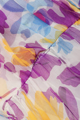 Recess Los Angeles Vintage Oscar de la Renta Sheer Organza Belted Floral Peasant Dress