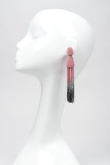 Recess Los Angeles Vintage Oscar de la Renta Beaded Squid Tassel Earrings