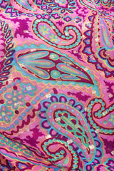 Vintage Oscar de la Renta Paisley Silk Cape Jumpsuit fabric detail