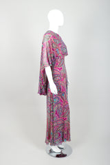 Vintage Oscar de la Renta Paisley Silk Cape Jumpsuit on mannequin side at Recess Los Angeles