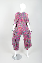 Vintage Oscar de la Renta Paisley Silk Cape Jumpsuit on mannequin front at Recess Los Angeles