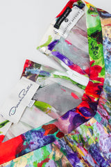 Vintage Oscar de la Renta Painted Impressionist Midi Skirt back Zipper