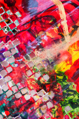 Vintage Oscar de la Renta Painted Impressionist Midi Skirt Hem Detail