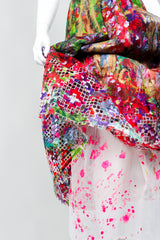 Vintage Oscar de la Renta Painted Impressionist Midi Skirt on Mannequin, lining detail at Recess