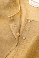 Vintage Oscar de la Renta Sheer Metallic Tunic & Wrap Skirt Set neckline at Recess