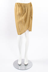 Vintage Oscar de la Renta Sheer Metallic Tunic & Wrap Skirt Set mannequin skirt front at Recess
