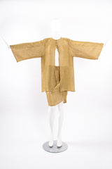 Vintage Oscar de la Renta Sheer Metallic Tunic & Wrap Skirt Set on Mannequin front at Recess LA