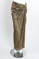 Vintage Oscar de la Renta Jeweled Lamé Wrap Skirt on Mannequin Front at Recess LA
