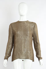 Vintage Oscar de la Renta Jeweled Lamé Wrap Skirt Top on Mannequin Front at Recess LA