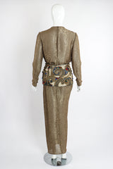 Vintage Oscar de la Renta Jeweled Lamé Wrap Skirt Set on Mannequin Back at Recess LA