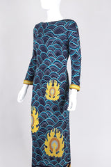Recess Los Angeles Vintage Argos Dini 1970s Palata Pepoli Japanese Woodblock Print Silk Jersey Dress