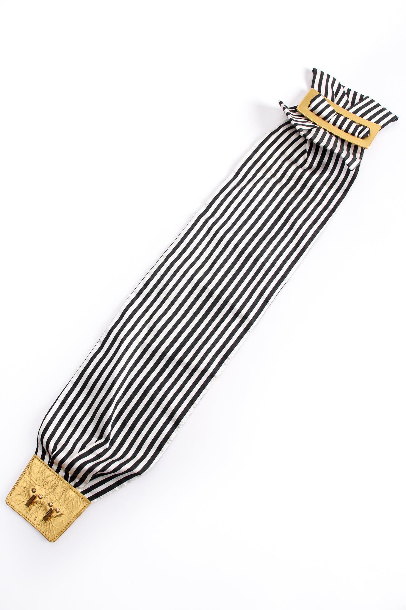 Vintage Paloma Picasso Striped Silk Bow Belt flat at Recess Los Angeles
