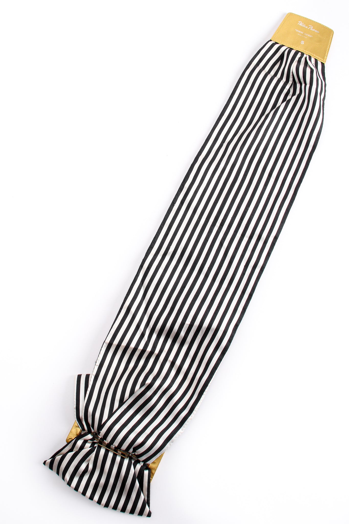 Vintage Paloma Picasso Striped Silk Bow Belt backside at Recess Los Angeles
