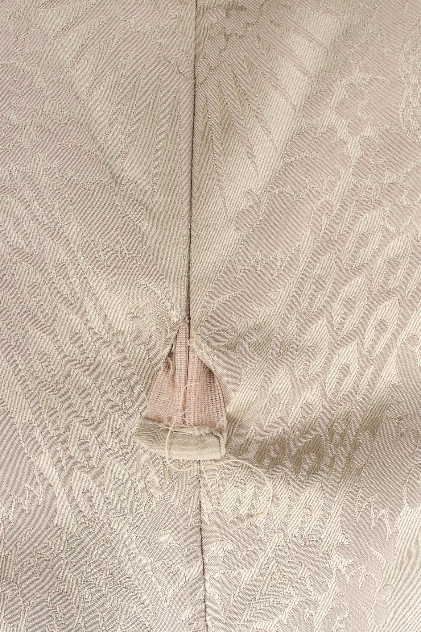 Vintage Pamela Dennis Floral Beaded Silk Gown & Shawl undone zipper seam  @ Recess LA