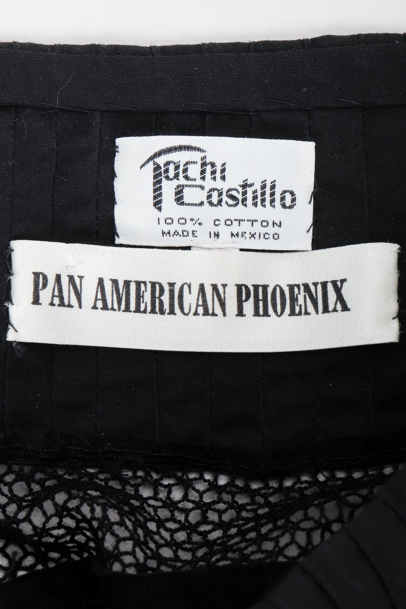 Vintage Tachi Castillo Mexican Crochet Stripe Peasant Dress labels Pan American