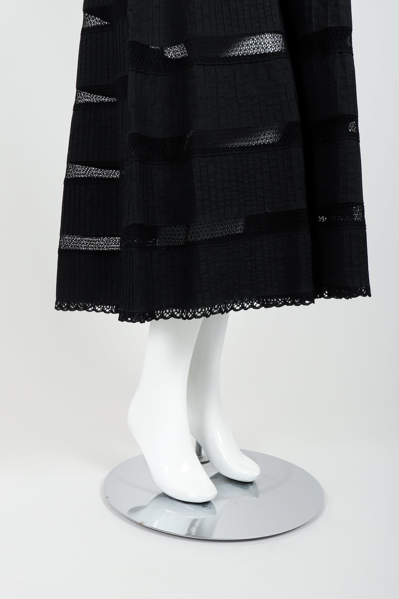 Vintage Tachi Castillo Mexican Crochet Stripe Peasant Dress on Mannequin Skirt at Recess