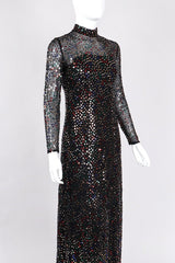 Recess Los Angeles Vintage Pat Sandler Sheer Rainbow Sequin Layered Dress