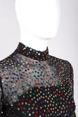 Recess Los Angeles Vintage Pat Sandler Sheer Rainbow Sequin Layered Dress