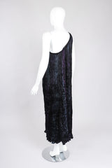 Recess Los Angeles Vintage Patricia Lester Pleated Silk Draped One-Shoulder Dress