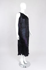 Recess Los Angeles Vintage Patricia Lester Pleated Silk Draped One-Shoulder Dress