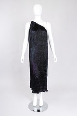 Recess Los Angeles Vintage Patricia Lester Pleated Silk Draped One-Shoulder Dress
