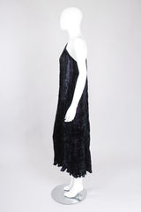 Recess Los Angeles Vintage Patricia Lester Pleated Silk Draped One-Shoulder Dress