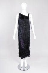 Recess Los Angeles Vintage Patricia Lester Pleated Silk Draped One-Shoulder Dress
