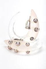 Recess Designer Consignment Vintage Patricia Von Muslin Frosted Lucite Studded Hoop Hook Earrings Los Angeles Resale