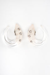 Recess Designer Consignment Vintage Patricia Von Muslin Frosted Lucite Studded Hoop Hook Earrings Los Angeles Resale