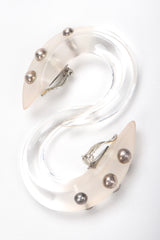 Recess Designer Consignment Vintage Patricia Von Muslin Frosted Lucite Studded Hoop Hook Earrings Los Angeles Resale