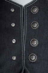 Vintage Patrick Kelly Denim Yoke Fringe Jacket Snap Front