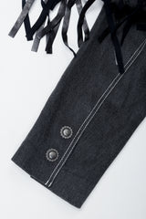Vintage Patrick Kelly Denim Yoke Fringe Jacket Sleeve