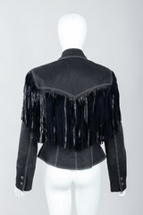 Vintage Patrick Kelly Denim Yoke Fringe Jacket Back on Mannequin at Recess