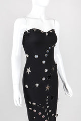 Recess Los Angeles Vintage Patrick Kelly Shooting Rare Star Crystal Button Strapless Ponte Tube Dress