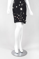 Recess Los Angeles Vintage Patrick Kelly Shooting Rare Star Crystal Button Strapless Ponte Tube Dress