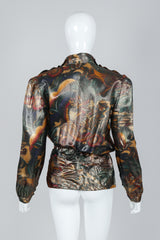 Vintage Paul Louis Orrier Metallic Lamé Dragon Peplum Top on Mannequin at Recess, back view