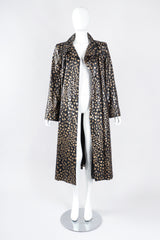 Recess Los Angeles Designer Consignment Vintage Pauline Trigere Metallic Nylon Animal Duster Coat