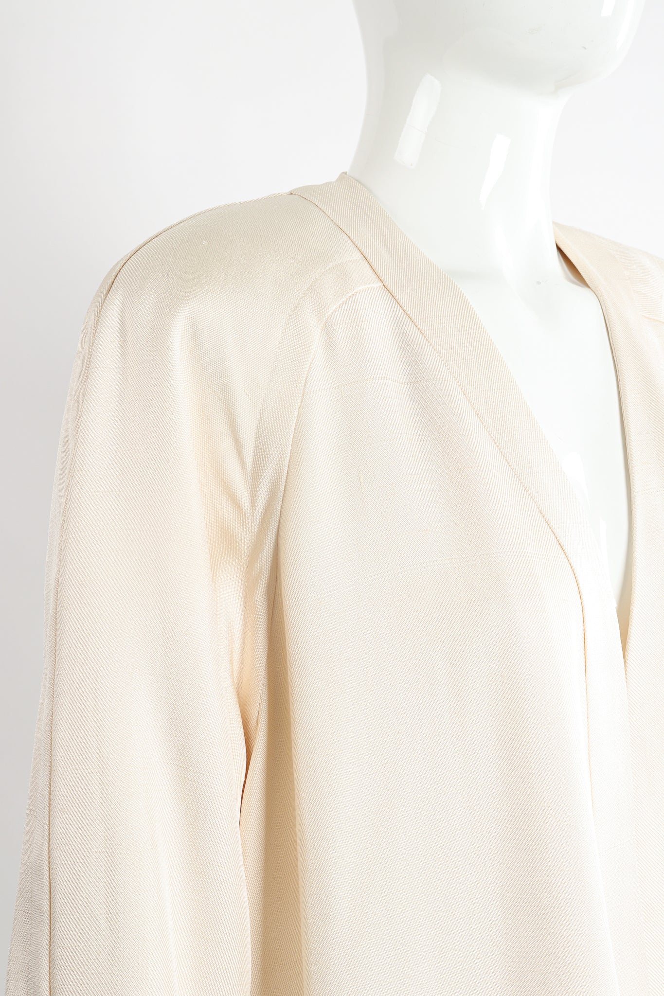Vintage Peggy Jennings Saks Fifth Ave Silk Opera Coat on Mannequin shoulder curve at Recess LA