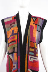 Vintage Peruvian Connection Long Knit Sweater Duster Vest on Mannequin crop at Recess Los Angeles