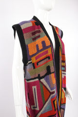 Vintage Peruvian Connection Long Knit Sweater Duster Vest on Mannequin crop at Recess Los Angeles